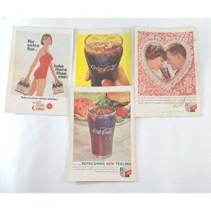 VTG Coca Cola Print Ads Lot Of 4 1960s Mancave Bar Art Mid Century Zing 10x7